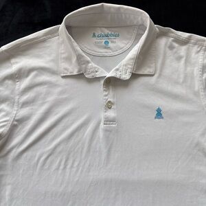 Chubbies Polo Golf Shirt Mens White Large Short Sleeve Pineapple Logo